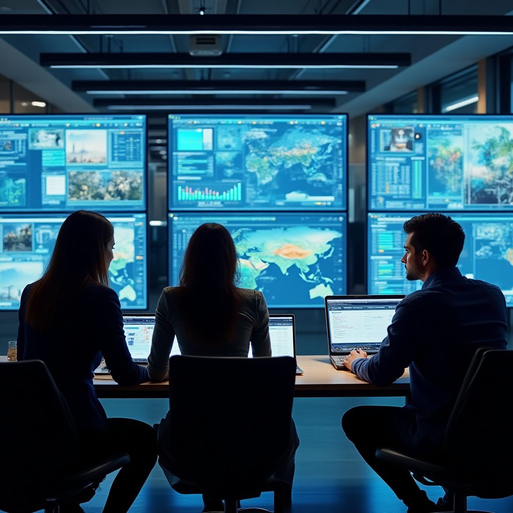 Equipo de Overjocularityyst en oficina moderna